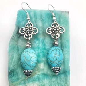 Unique, handmade earrings; silver & silver plated aspects & semi-precious stones